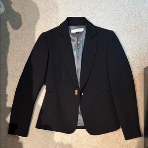 T Tahari Black Blazer with Gold Button Striped Lining 0P